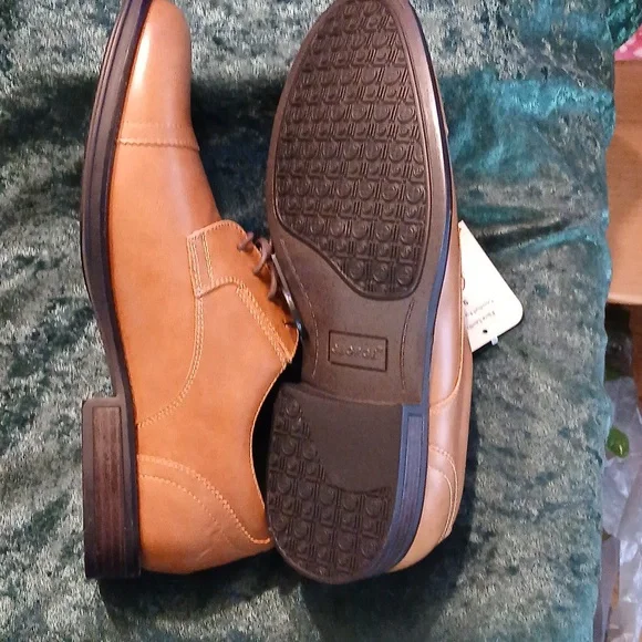 George Men's Tan Dress Shoes Faux Leather SZ 9 NWT - Picture 3 of 4